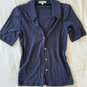 Madewell Dark Blue Ribbed Button-Down Shirt